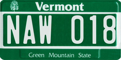 VT license plate NAW018