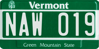 VT license plate NAW019