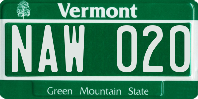 VT license plate NAW020