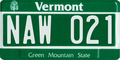 VT license plate NAW021