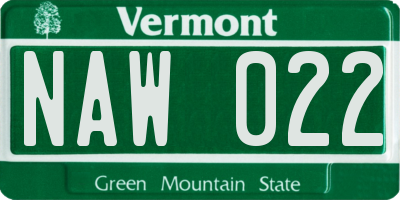 VT license plate NAW022