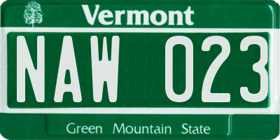 VT license plate NAW023