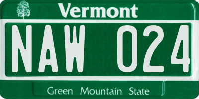 VT license plate NAW024