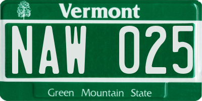 VT license plate NAW025