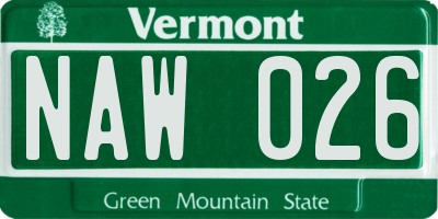 VT license plate NAW026