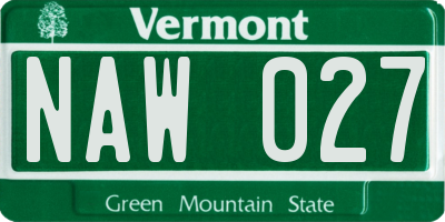 VT license plate NAW027