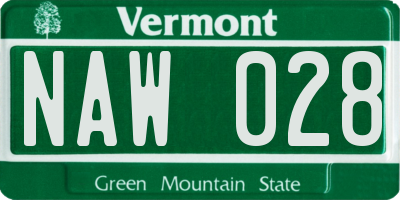 VT license plate NAW028