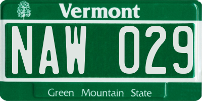 VT license plate NAW029