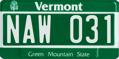 VT license plate NAW031