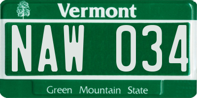 VT license plate NAW034
