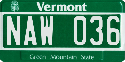 VT license plate NAW036