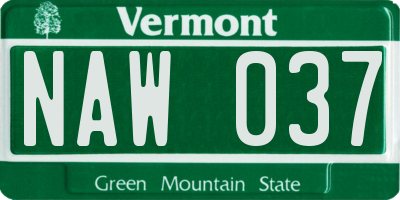 VT license plate NAW037