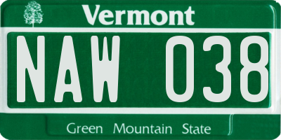VT license plate NAW038
