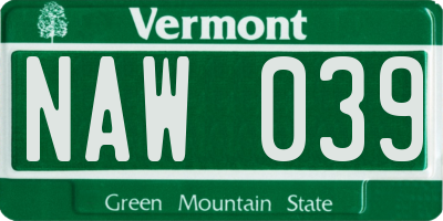 VT license plate NAW039
