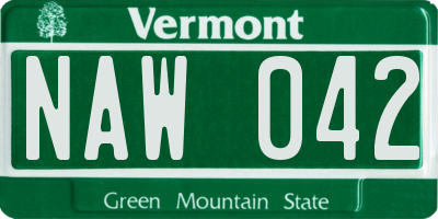 VT license plate NAW042