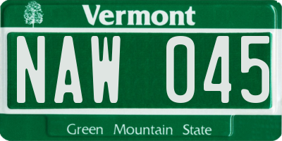VT license plate NAW045