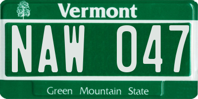 VT license plate NAW047