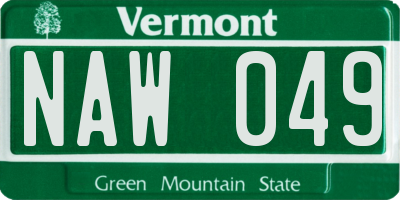VT license plate NAW049