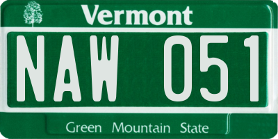 VT license plate NAW051
