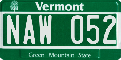 VT license plate NAW052