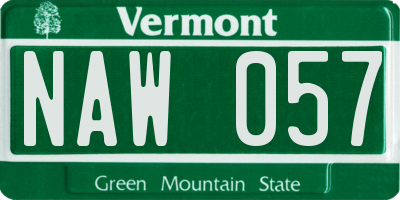 VT license plate NAW057