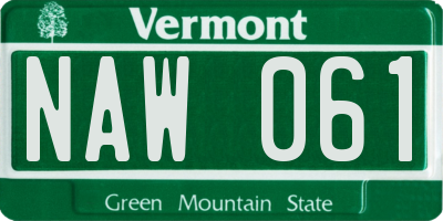 VT license plate NAW061