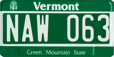 VT license plate NAW063