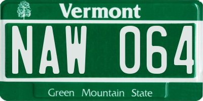 VT license plate NAW064