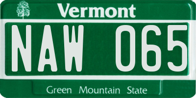 VT license plate NAW065
