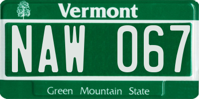 VT license plate NAW067