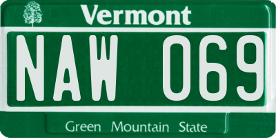 VT license plate NAW069