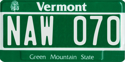 VT license plate NAW070