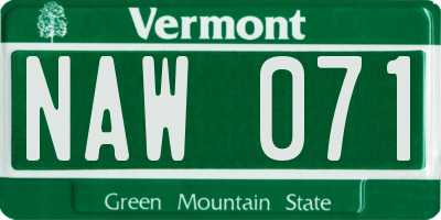 VT license plate NAW071