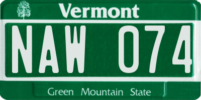 VT license plate NAW074