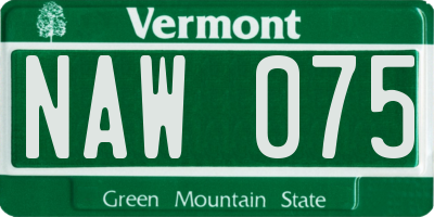 VT license plate NAW075