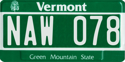 VT license plate NAW078