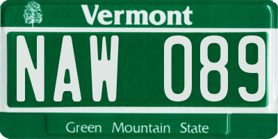 VT license plate NAW089