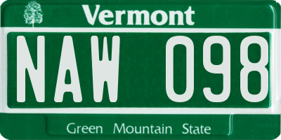 VT license plate NAW098