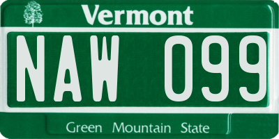 VT license plate NAW099