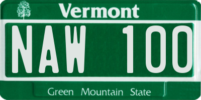 VT license plate NAW100