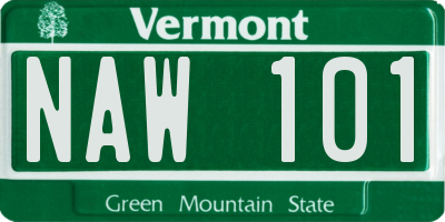 VT license plate NAW101
