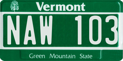 VT license plate NAW103