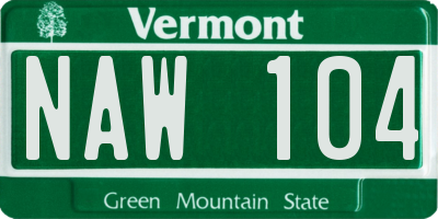 VT license plate NAW104