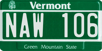 VT license plate NAW106