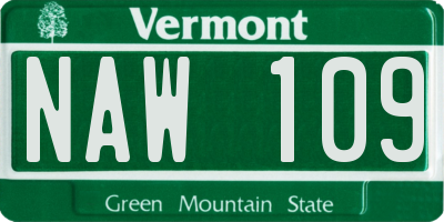 VT license plate NAW109