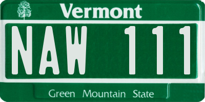 VT license plate NAW111
