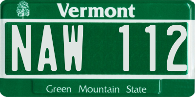 VT license plate NAW112