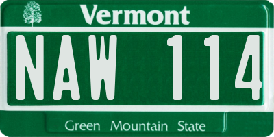 VT license plate NAW114