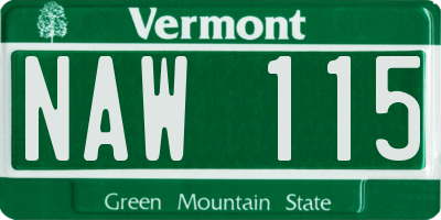 VT license plate NAW115