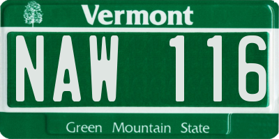 VT license plate NAW116